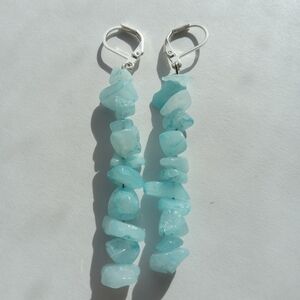 Blue stone chip earrings with hypoallergenic silver plated earwires boho western